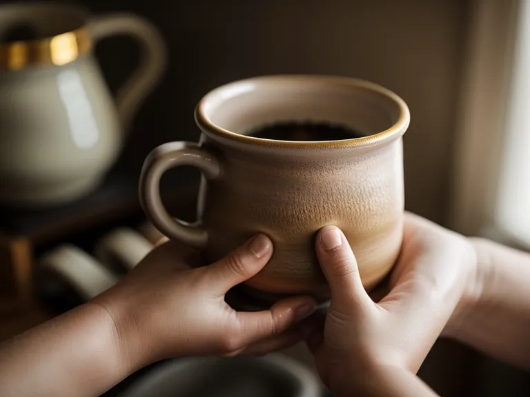 Manos sosteniendo una taza caliente de tisana de poleo durante una noche fría.