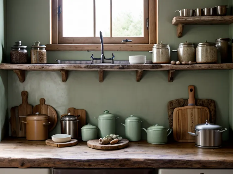 Tetera humeante preparando té de tila en una cocina de finca durante un día lluvioso